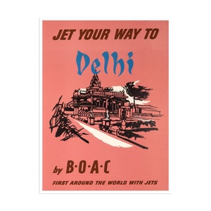 Delhi Print India Art BOAC Travel Poster Indian Sign (XR2004)a