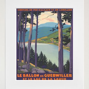 French Travel Poster Lac de la Lauch France Art Balloon Mountain Print (XR176)a