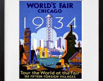 Póster De La Feria Mundial De Chicago, Póster De Viaje Vintage Para