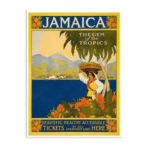 Jamaica Travel Poster Jamaican Gift Steamship 1930s Art Print (TR6)a