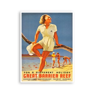 Great Barrier Reef Art Australia Travel Poster Vintage Australian Print Retro (XR4413)