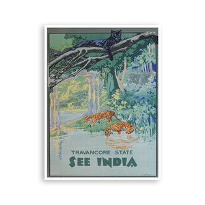 India Wall Art Travancore State Travel Poster Home Decor Retro Print (XR2960)