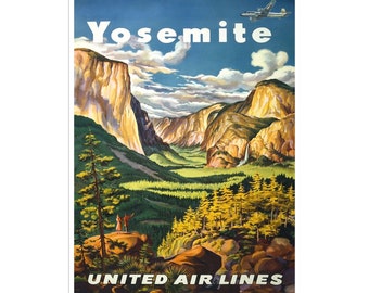 Póster de viaje del Parque Nacional de Yosemite, impresión artística vintage para decoración del hogar (XR2046)