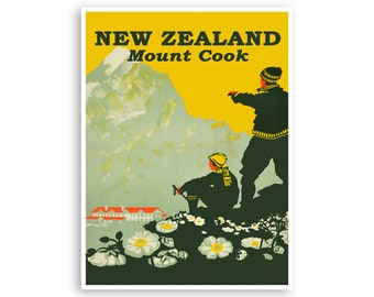 Mt Cook Art Mount Cook Print New Zealand Poster (XR3488)a