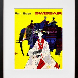 Japan Travel Poster Japanese Print Swissair Art (XR103)a