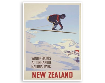 Nieuw-Zeelandse kunst reisposter Tongariro National Park print (XR3197)a