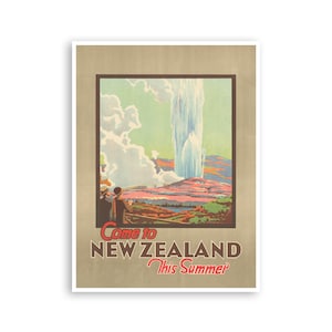 New Zealand Art Rotorua Geysers Print Travel Poster (XR3445)a
