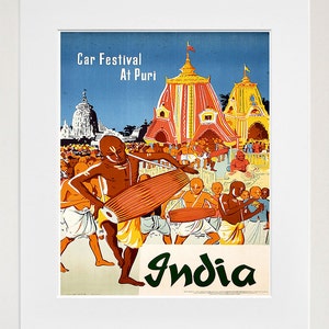 India Travel Poster Indian Car Festival Puri Art Print (ZT613)a