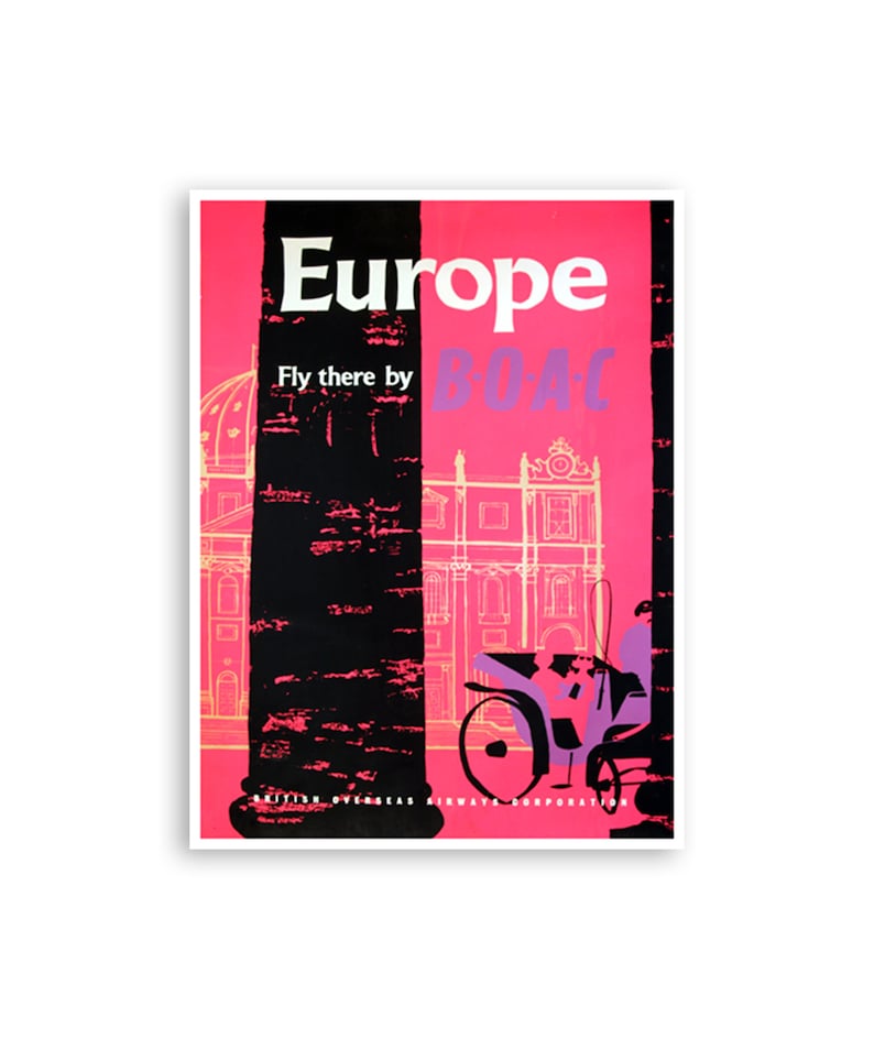 Europe Travel Poster European Art BOAC Print xr3181a Etsy