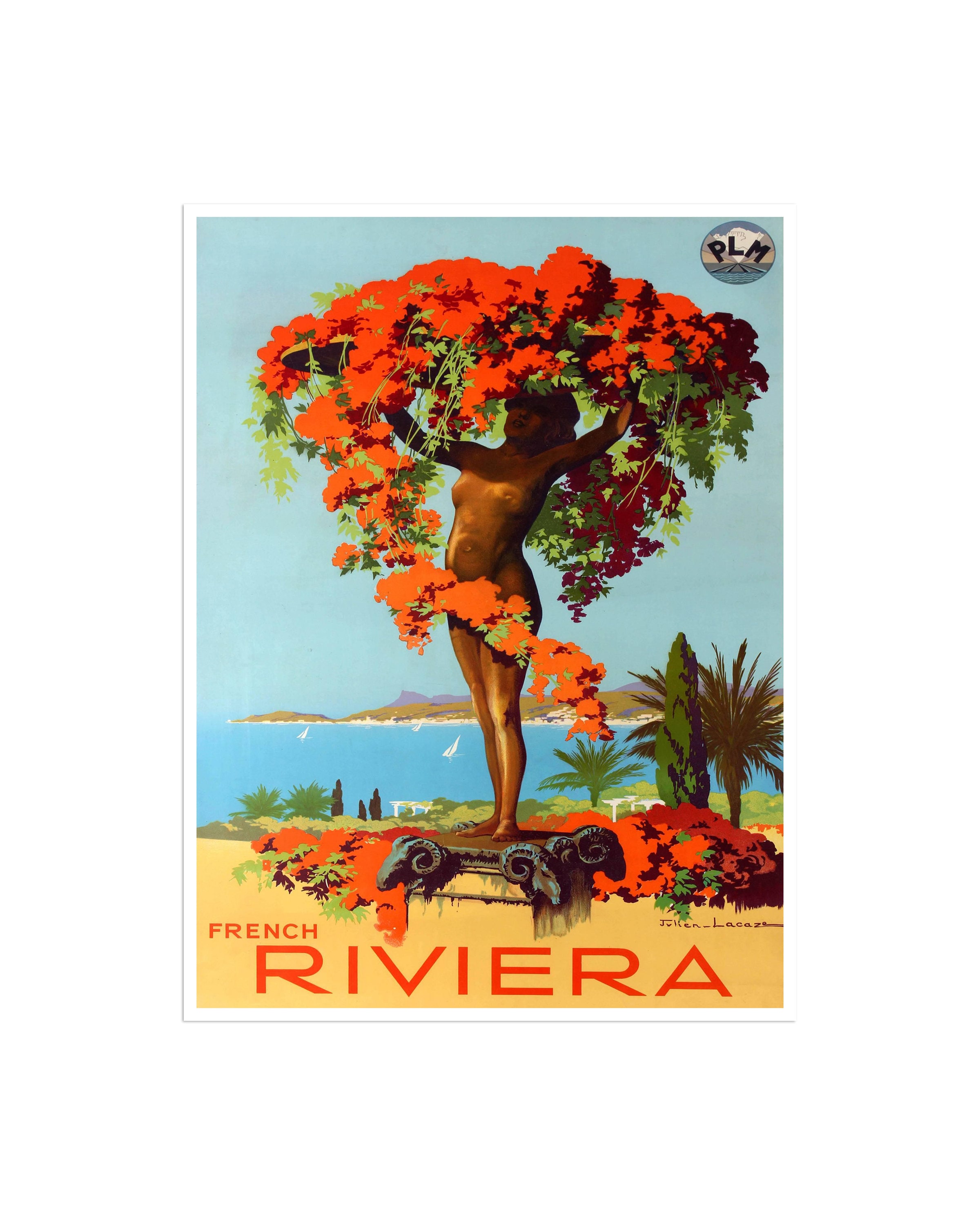 French Riviera Art France Travel Poster Print Vintage Home