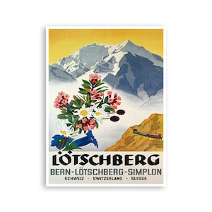 Lotschberg Art Switzerland Travel Poster Print Swiss Wall Decor (XR2939)