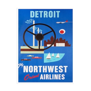 Detroit Travel Poster Print Michigan Art Home Wall Decor (XR1937)