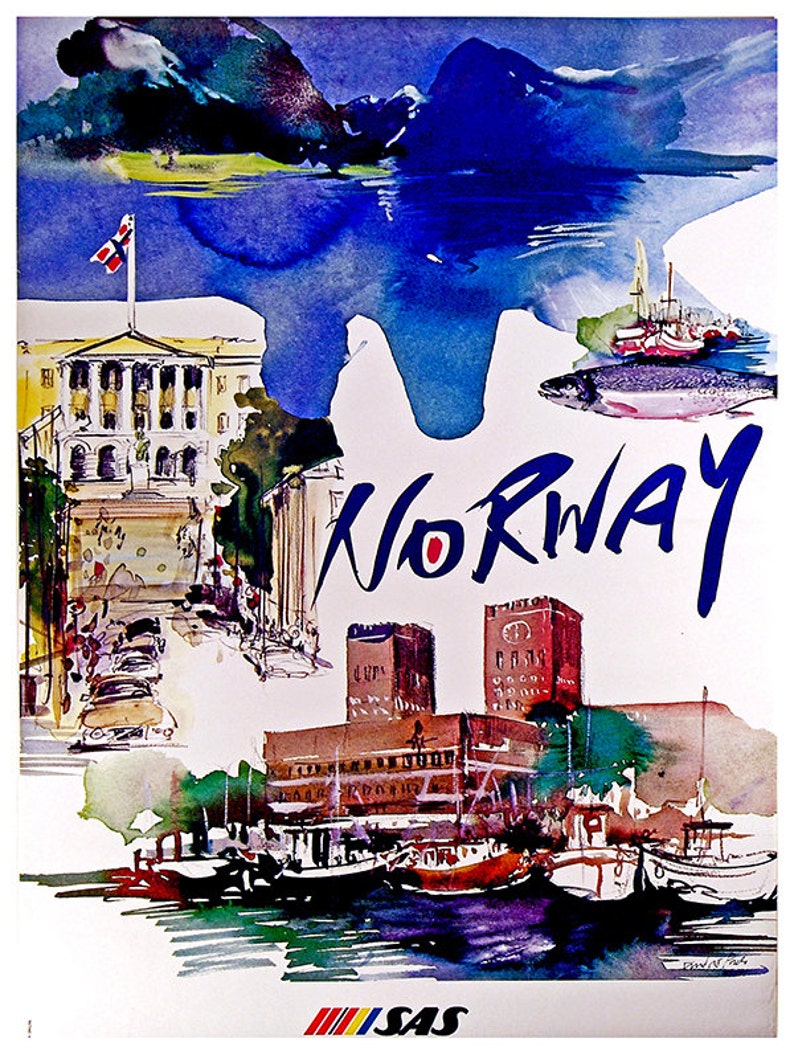 Norway Travel Poster Norwegian Art Home Decor Print TR74 image 3