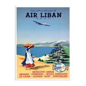 Lebanese Print Air Liban Travel Poster Lebanon Art (XR4917)