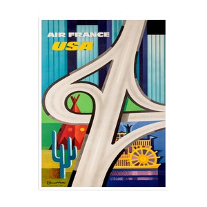 USA Travel Poster Air France Art United States Of America Print (XR2042)