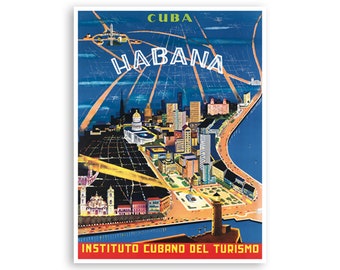 Havana Art Cuba Travel Print Cuban Vintage Poster (XR3012)