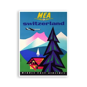 Switzerland Painting Swiss Travel Poster Art Print (XR3578)a