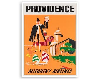 Manifesto di viaggio di Providence Rhode Island Arte Stampa vintage (XR3626)