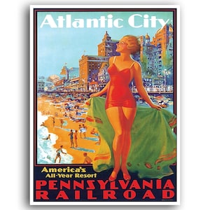 Atlantic City Art New Jersey Travel Poster Vintage Print (XR980)