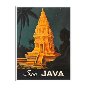 Java Travel Poster Indonesia Decor Wall Art Print (ZT267)