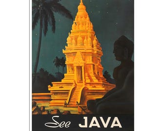 Java Reise Poster Indonesien Dekor Wand Kunst Druck (ZT267)