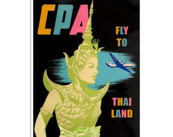 タイ旅行ポスター タイ人女性アート 航空会社プリント (H1512)a - Etsy