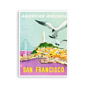 San Francisco Art American Airlines Travel Poster Print (ZT7)a