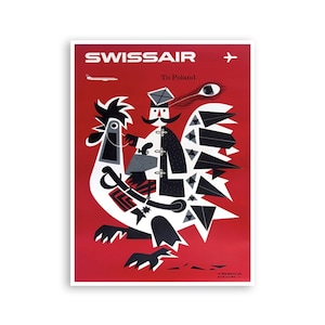 Poland Travel Poster Polish Art Swissair Print (XR1967)a