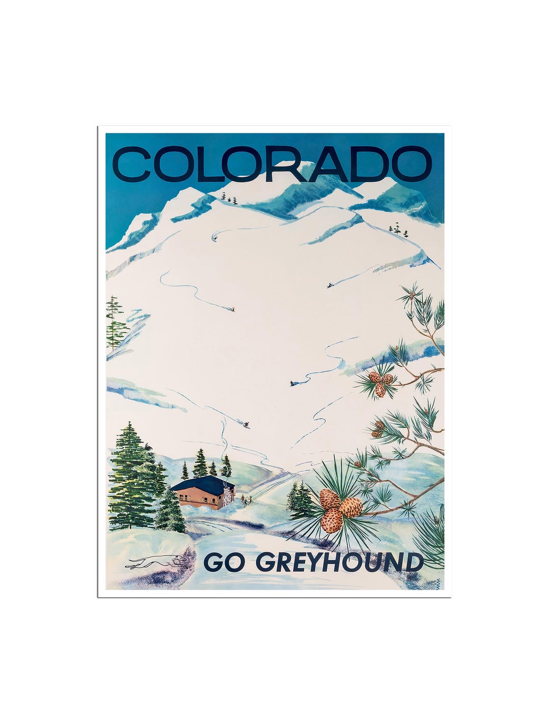 Colorado Ski Poster Travel Art Greyhound Print (xr681)a - Etsy