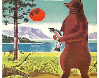 Poster Vintage Viaggio Visit Alaska Northern Pacific Railway Anni '20 | 50x70 Cm