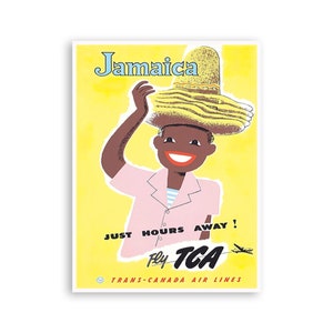 Jamaican Art Jamaica Travel Poster Trans Canada Airlines Print (XR2382)