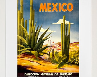 Mexico Travel Poster Mexican Art Print Retro (TR116) - Etsy
