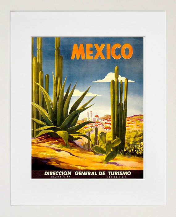 Mexico Travel Poster Mexican Art Print Retro (TR116) - Etsy