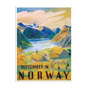 Norway Painting Travel Poster Norwegian Art Print (XR4832)a