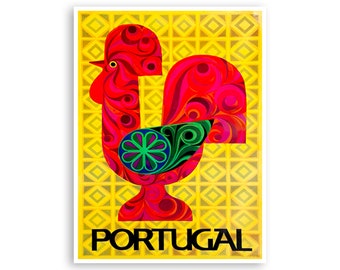 Portugalia Sztuka Kogut Wydrukuj Plakat Podróżniczy (XR4353)a