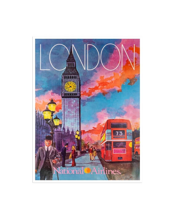 Travel Poster London Art Vintage Retro Print Home Decor - Etsy
