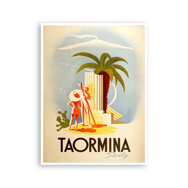 Taormina Poster Sicily Art Italy Travel Print (XR3407)