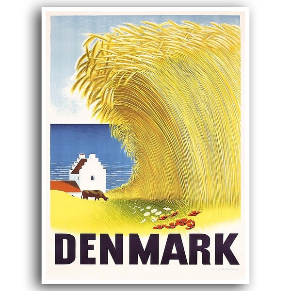 Denmark Art Print Travel Poster Retro Danish Home Decor (XR823)