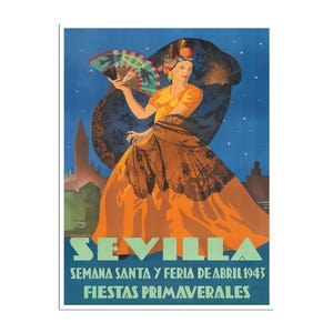 Spanische Geschenke Seville Travel Poster Spain Festival Print 1943 (XR859)a