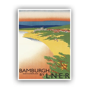 Bamburgh Art England Travel Poster Northumberland Print (XR1542)a