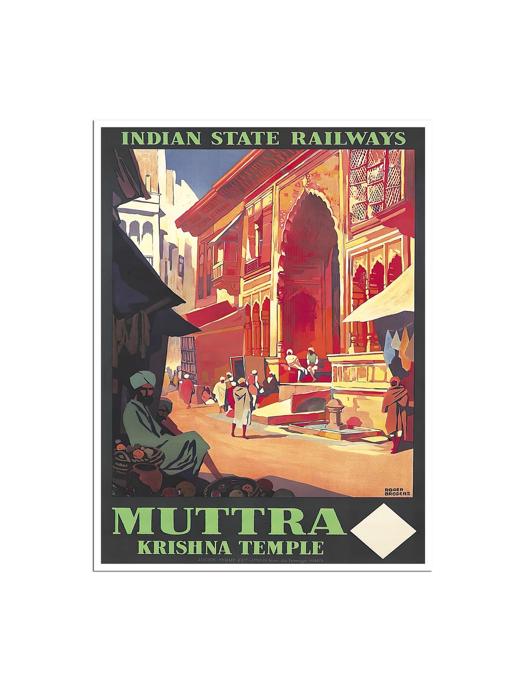 Mathura India Print Krishna Temple Poster Roger Broders Art (zt230)a - Etsy