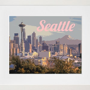 Seattle Art Washington Travel Poster Skyline Print (ZB4)a