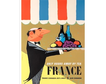 France Art Affiche de voyage rétro pour décor de cuisine française (XR2105)