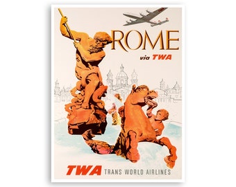 Rome reisposter Italiaanse kunst David Klein TWA Italië print (XR1939)a