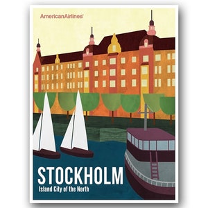 Stockholm Travel Poster Sweden Art Swedish Print (XR971)a