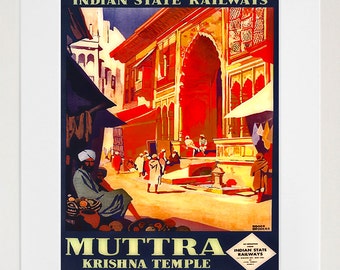 Travel Print India Krishna Poster Vintage Art Wall Decor (ZT230)