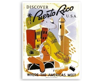 Puerto Rico Vintage Travel Poster Wall Art Print (ZT568)