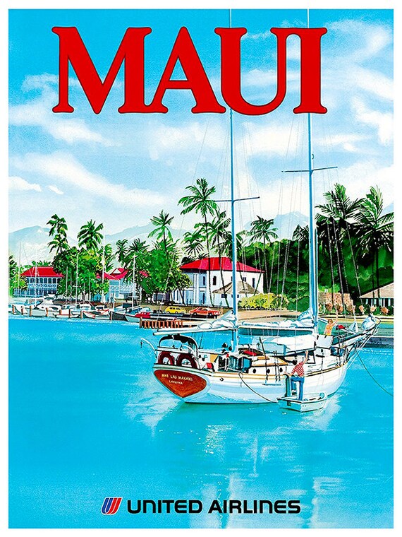 ハワイ旅行アートポスター マウイ ヴィンテージプリント (TR18) - Etsy