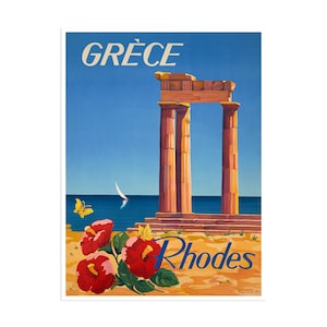 Rhodes Greece Art Vintage Travel Poster Print Home Wall Greek Decor (XR2660)