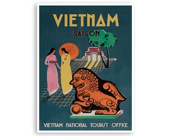 Póster de viaje de Vietnam con arte de Saigón, regalo vietnamita, impresión, decoración asiática para el hogar (XR4188)